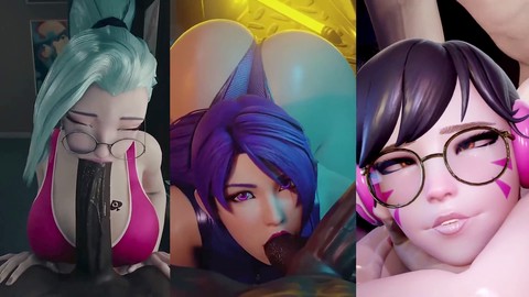 Superheroines give mind-blowing ahegao blowjobs in hot compilation