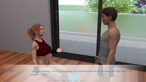 My stepbrother John gets a chance to feel Jennifer's big tits while working out