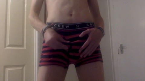 Amateur queer teen strips for you and then cums right beside you