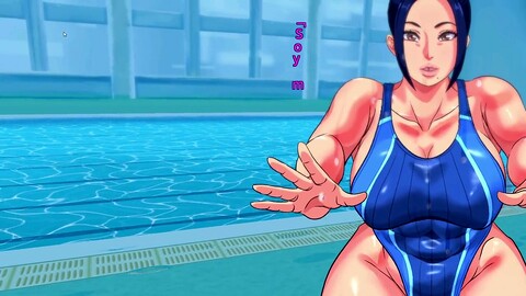 Al lado de la piscina, sin censura, porno manga